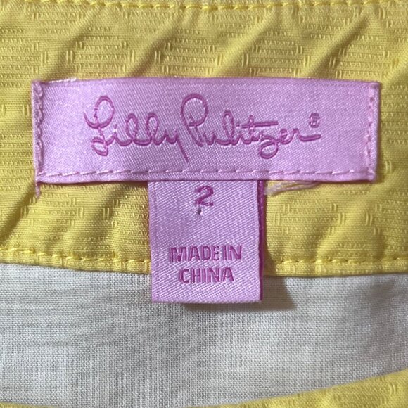 Lilly Pulitzer Jaqueline Sunglow Butter Yellow Shift Dress Crochet Lace Trim - 2 - Picture 7 of 7
